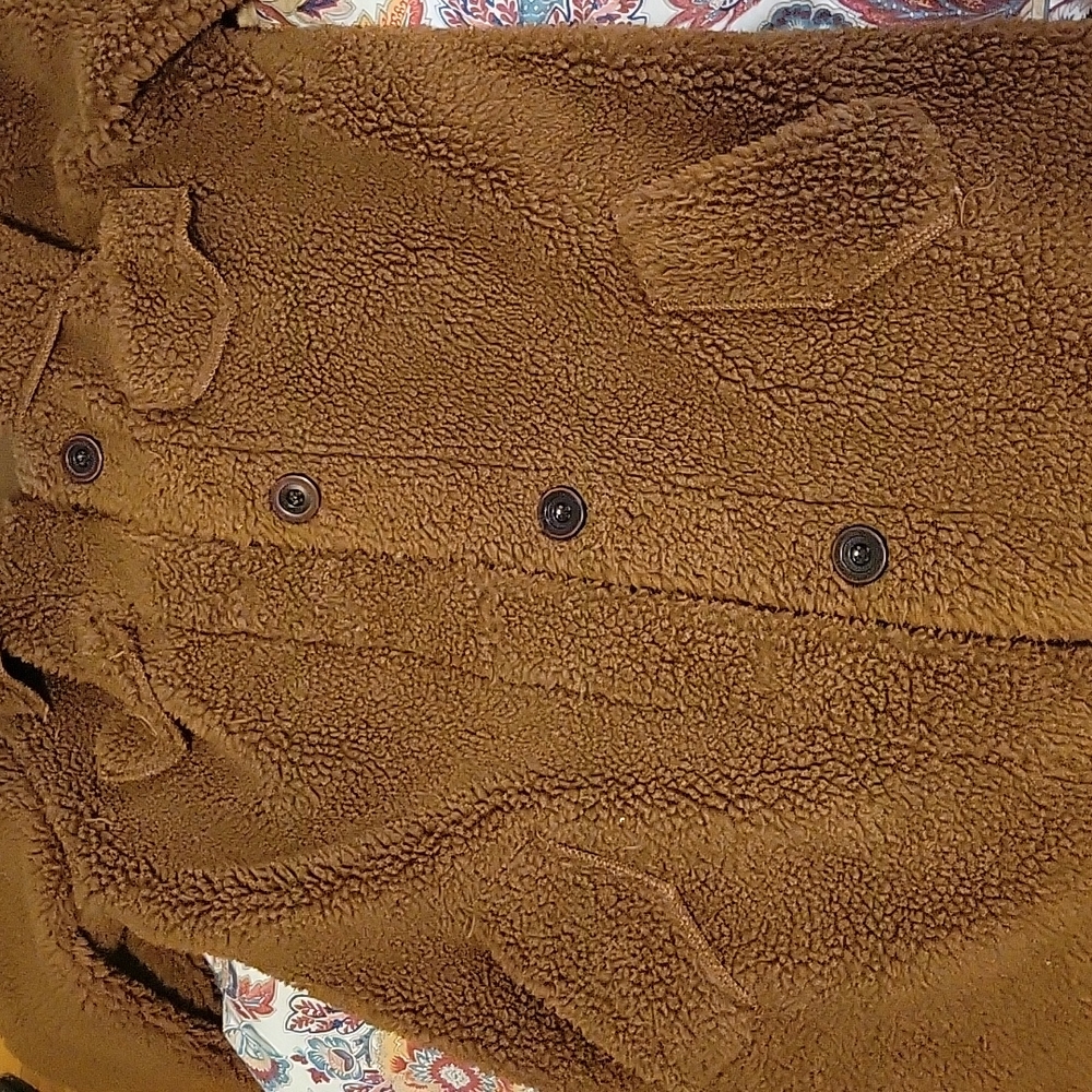 Dark Brown Faux Fur Teddy Sherpa Longline Coat Jacket S Small - Picture 4 of 5